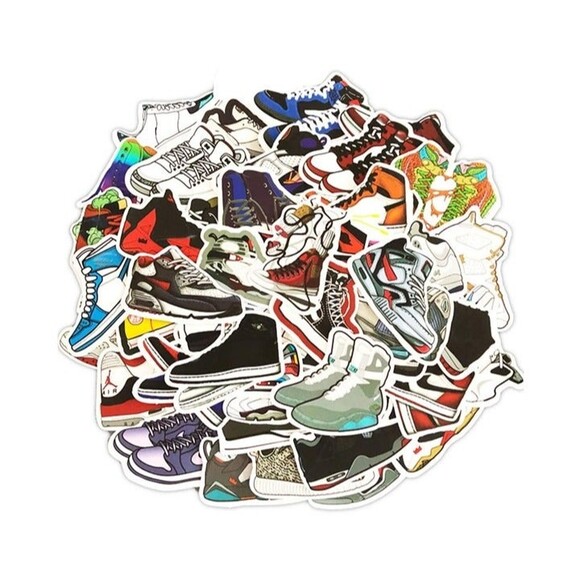 50 Basketball Shoe Stickers - Water Bottle Hydro flask Bike Computer Sneaker - Picture 1 of 1